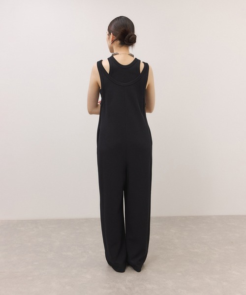 ADAM ET ROPE'（アダムエロペ）の「【サステナブル】Wフェイスジャージーセットロンパース（つなぎ/オールインワン・レディース・ダークブラウン/ブラック・38/36）」の5枚目の写真
