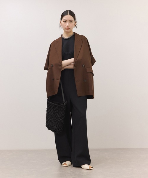 ADAM ET ROPE'（アダムエロペ）の「【サステナブル】Wフェイスジャージーセットロンパース（つなぎ/オールインワン・レディース・ダークブラウン/ブラック・38/36）」の6枚目の写真