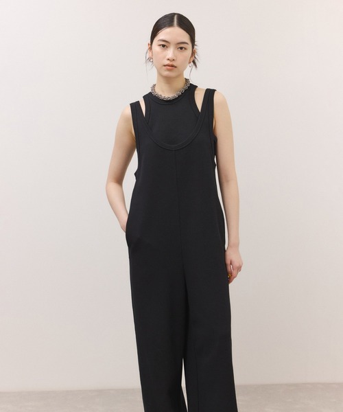 ADAM ET ROPE'（アダムエロペ）の「【サステナブル】Wフェイスジャージーセットロンパース（つなぎ/オールインワン・レディース・ダークブラウン/ブラック・38/36）」の10枚目の写真