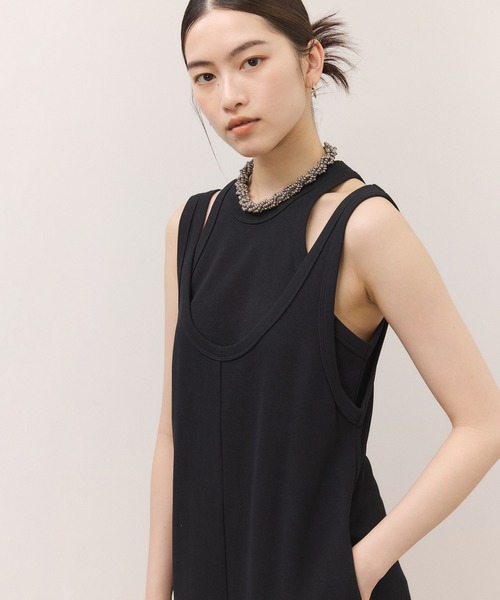 ADAM ET ROPE'（アダムエロペ）の「【サステナブル】Wフェイスジャージーセットロンパース（つなぎ/オールインワン・レディース・ダークブラウン/ブラック・38/36）」の11枚目の写真