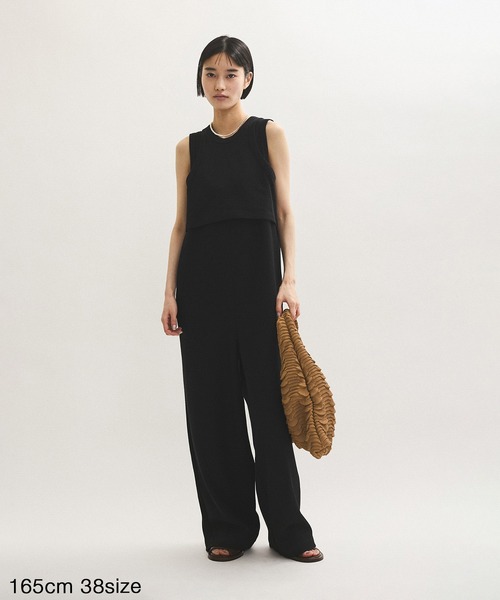 ADAM ET ROPE'（アダムエロペ）の「【サステナブル】Wフェイスジャージーセットロンパース（つなぎ/オールインワン・レディース・ダークブラウン/ブラック・38/36）」の16枚目の写真