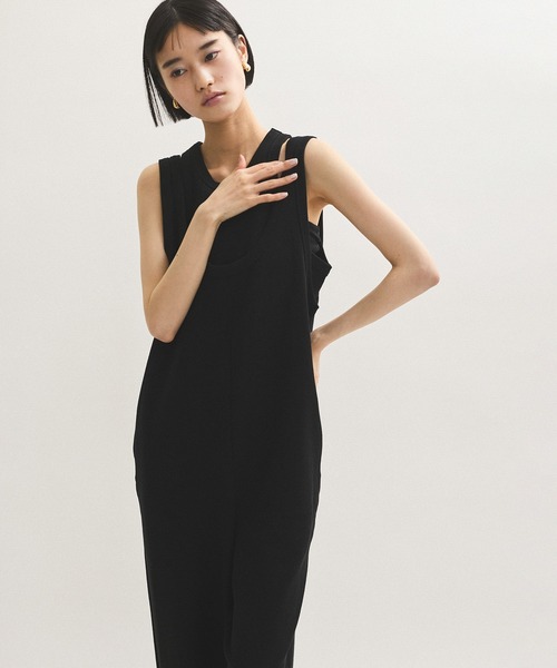 ADAM ET ROPE'（アダムエロペ）の「【サステナブル】Wフェイスジャージーセットロンパース（つなぎ/オールインワン・レディース・ダークブラウン/ブラック・38/36）」の19枚目の写真