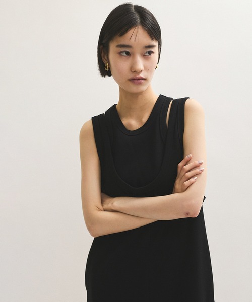 ADAM ET ROPE'（アダムエロペ）の「【サステナブル】Wフェイスジャージーセットロンパース（つなぎ/オールインワン・レディース・ダークブラウン/ブラック・38/36）」の20枚目の写真