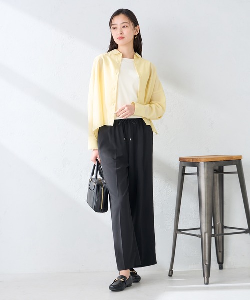 a.v.v（アーヴェヴェ）の「［支持率NO.1/接触冷感/速乾/UVカット/イージーケア］イージーワイドパンツ（スラックス・レディース・グリーン/ブラック/ネイビー/インディゴブルー/ダークグレー/ベージュ・LARGE/MEDIUM/X-LARGE/SMALL/X-SMALL）」の11枚目の写真