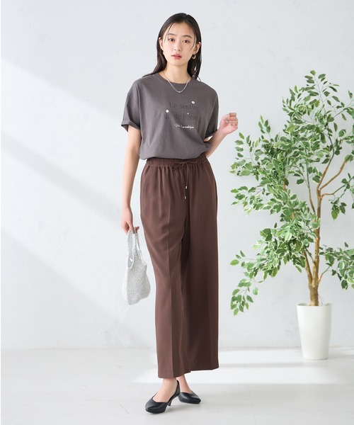 a.v.v（アーヴェヴェ）の「［支持率NO.1/接触冷感/速乾/UVカット/イージーケア］イージーワイドパンツ（スラックス・レディース・グリーン/ブラック/ネイビー/インディゴブルー/ダークグレー/ベージュ・LARGE/MEDIUM/X-LARGE/SMALL/X-SMALL）」の18枚目の写真