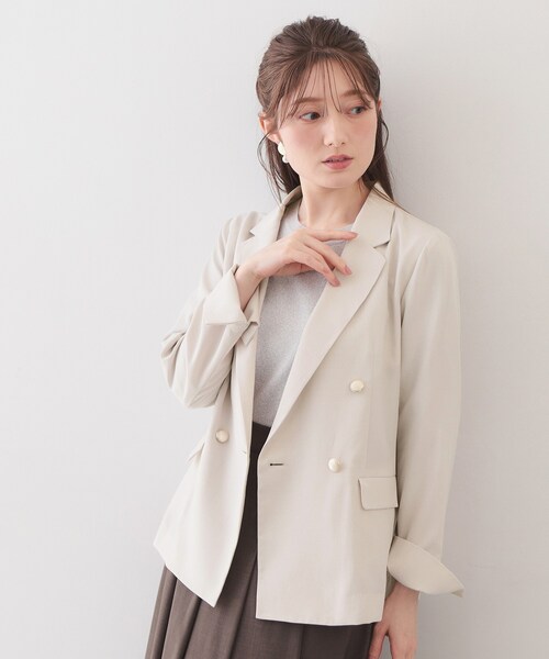 ミロ様　【未使用タグ付】ANAYI ダブルブレスト ジャケット コットン コットンシルクラミーダブルジャケット TBFS-142