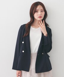 index（インデックス）の「多機能ダブルブレストテーラードジャケット【洗濯機OK/接触冷感/吸水速乾/イージーアイロン/防シワ】（テーラードジャケット）」