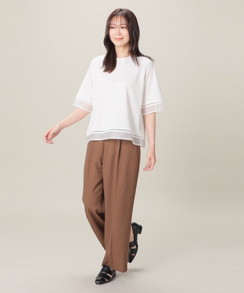 GLACIER lusso(グラシアルッソ)の「【美冷・接触冷感・UVカット】シアー切替トップス(Tシャツ/カットソー・レディース・アイボリー/ブラック/ブルー/マスタード・L/LL/M/S)」の11枚目の写真