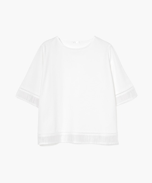 GLACIER lusso(グラシアルッソ)の「【美冷・接触冷感・UVカット】シアー切替トップス(Tシャツ/カットソー・レディース・アイボリー/ブラック/ブルー/マスタード・L/LL/M/S)」の22枚目の写真
