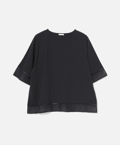 GLACIER lusso(グラシアルッソ)の「【美冷・接触冷感・UVカット】シアー切替トップス(Tシャツ/カットソー・レディース・アイボリー/ブラック/ブルー/マスタード・L/LL/M/S)」の20枚目の写真