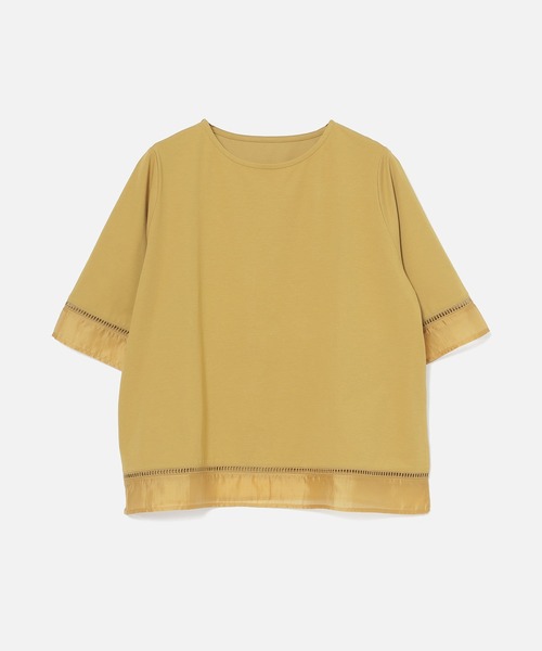 GLACIER lusso(グラシアルッソ)の「【美冷・接触冷感・UVカット】シアー切替トップス(Tシャツ/カットソー・レディース・アイボリー/ブラック/ブルー/マスタード・L/LL/M/S)」の16枚目の写真