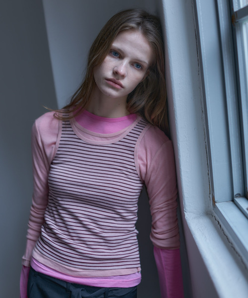 LARTIGENT(ラーティゼン)の「L23 STRIPE LAYERED SET(PINK)(Tシャツ/カットソー・レディース・その他・FREE)」の4枚目の写真