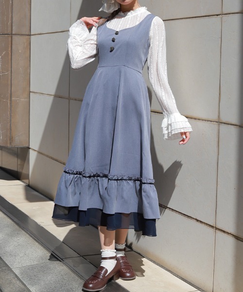 axes femme(アクシーズファム)の「レースアップジャンスカ(ワンピース・レディース・ブラック/ブルー・FREE)」の1枚目の写真