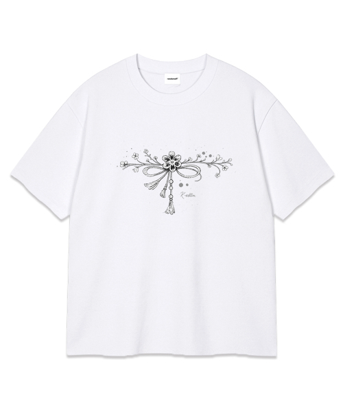 RANDOMOFF(ランダムオフ)の「ORNAMENT KNOT OVER FIT T-SHIRT (2color)(Tシャツ/カットソー・レディース・ブラック/ホワイト・SMALL/MEDIUM/LARGE/X-LARGE)」の4枚目の写真