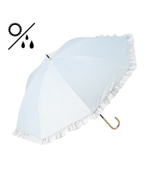 Francfranc | 【遮光率・UVカット率100%生地使用】遮光オーガンジーフリル 長傘 55cm グレー(晴雨兼用)日傘 雨傘 UVカット(長傘)