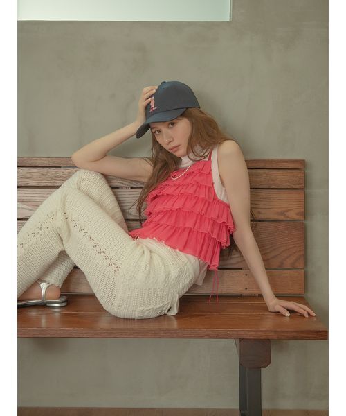 LILY BROWN（リリーブラウン）の「Lily Bearエンブロイダリーキャップ（キャップ・レディース・ピンク/ネイビー/アイボリー・F）」の5枚目の写真