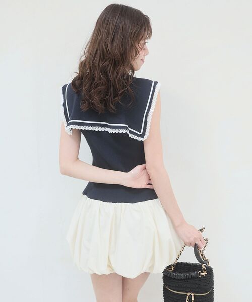 MAJESTIC LEGON(マジェスティックレゴン)の「セーラーカラーバルーンミニワンピース(ワンピース・レディース・ネイビー/アイボリー/グレー・MEDIUM)」の16枚目の写真