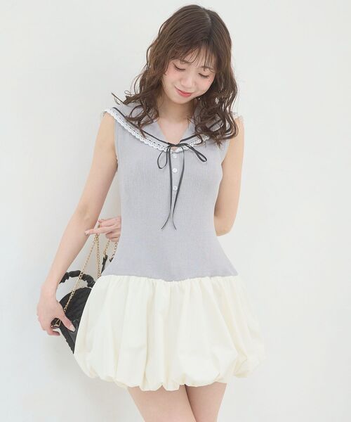 MAJESTIC LEGON(マジェスティックレゴン)の「セーラーカラーバルーンミニワンピース(ワンピース・レディース・ネイビー/アイボリー/グレー・MEDIUM)」の21枚目の写真