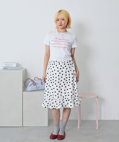 merrylatte（メリーラテ）の「ドットフリルミディスカート【TUNE】（スカート・レディース・ブラック/ホワイト・FREE）」の19枚目の写真