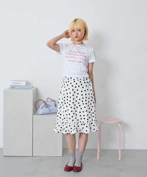 merrylatte（メリーラテ）の「ドットフリルミディスカート【TUNE】（スカート・レディース・ブラック/ホワイト・FREE）」の20枚目の写真