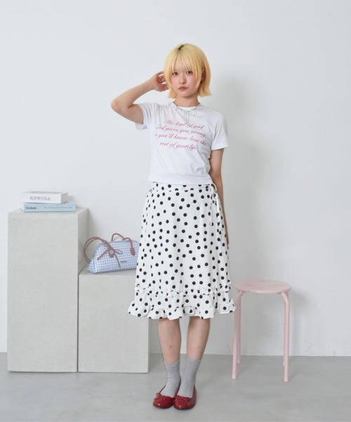 merrylatte（メリーラテ）の「ドットフリルミディスカート【TUNE】（スカート・レディース・ブラック/ホワイト・FREE）」の21枚目の写真