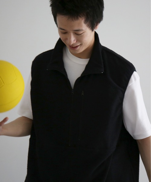 NOWHAW(ノウハウ)の「NOWHAW Towel cloth half zip vest(ベスト・メンズ・ネイビー/ブラック・1/2)」の7枚目の写真