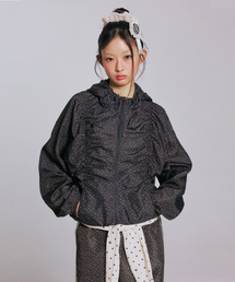 STAR PATTERN HOODED WIND BREAKER_BLACK