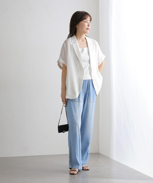 La TOTALITE(ラトータリテ)の「【洗える】エアードレーピーベイカーパンツ(その他パンツ・レディース・ブルー・38/36)」の3枚目の写真