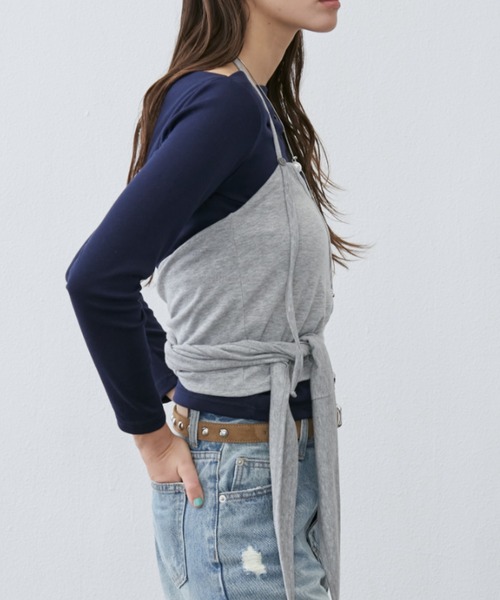 Rohwel（ローウェル）の「Layered Bustier Set Top / レイヤードビスチェセットトップス（Tシャツ/カットソー・レディース・ホワイト/ネイビー・FREE）」の5枚目の写真