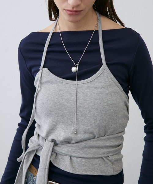 Rohwel（ローウェル）の「Layered Bustier Set Top / レイヤードビスチェセットトップス（Tシャツ/カットソー・レディース・ホワイト/ネイビー・FREE）」の7枚目の写真
