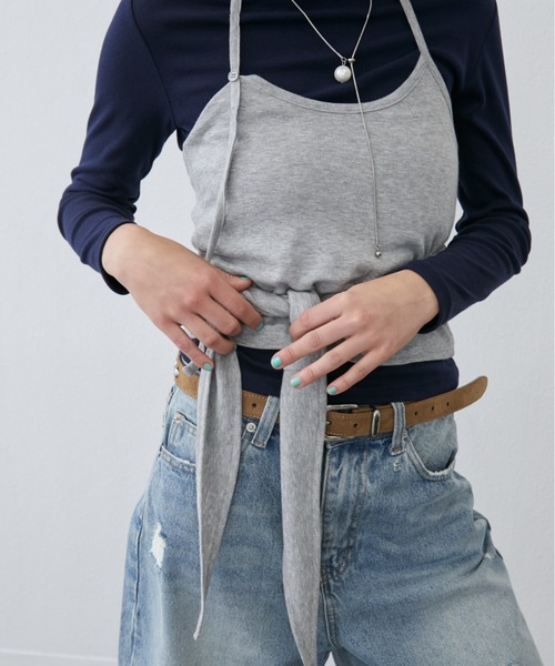 Rohwel（ローウェル）の「Layered Bustier Set Top / レイヤードビスチェセットトップス（Tシャツ/カットソー・レディース・ホワイト/ネイビー・FREE）」の9枚目の写真