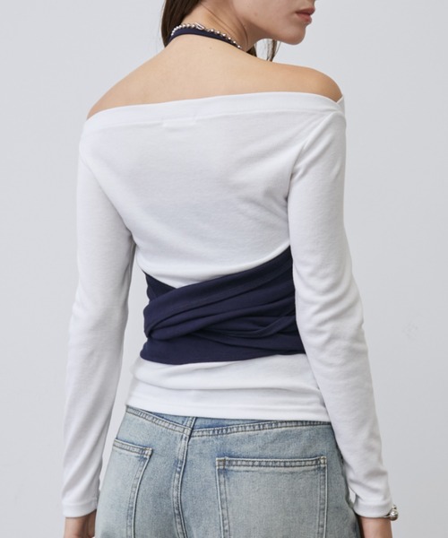 Rohwel（ローウェル）の「Layered Bustier Set Top / レイヤードビスチェセットトップス（Tシャツ/カットソー・レディース・ホワイト/ネイビー・FREE）」の18枚目の写真