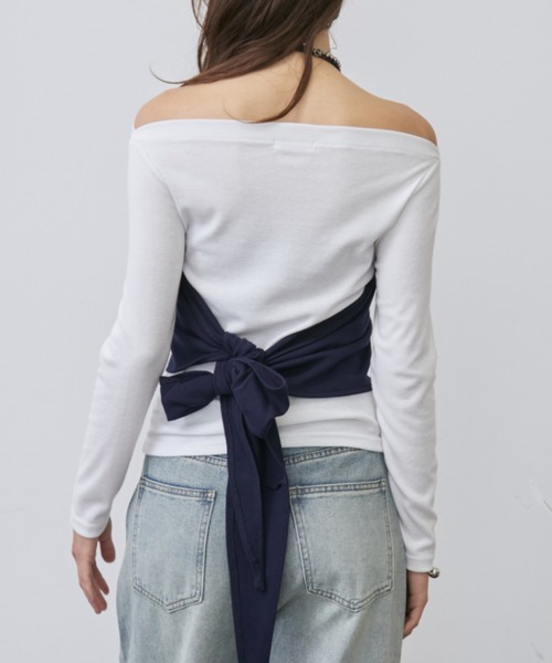 Rohwel（ローウェル）の「Layered Bustier Set Top / レイヤードビスチェセットトップス（Tシャツ/カットソー・レディース・ホワイト/ネイビー・FREE）」の22枚目の写真