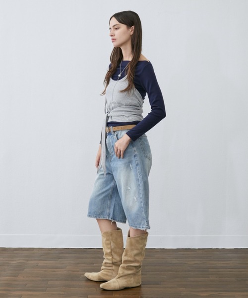 Rohwel（ローウェル）の「Layered Bustier Set Top / レイヤードビスチェセットトップス（Tシャツ/カットソー・レディース・ホワイト/ネイビー・FREE）」の11枚目の写真
