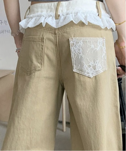 &soiree(アンドソワレ)の「ウエストレース付きワイドチノパンツ(チノパンツ・レディース・ベージュ・SMALL/MEDIUM/LARGE/X-LARGE)」の5枚目の写真