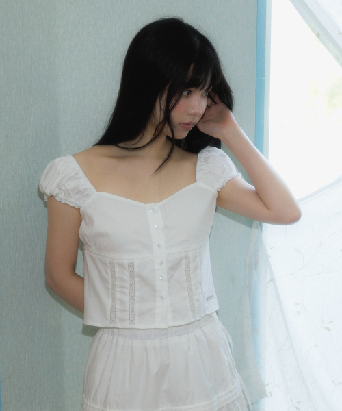 ROSEFRANTZ（ロゼフランツ）の「Lace Shirring Crop Blouse [Ivory]（シャツ/ブラウス・レディース・アイボリー・SMALL/MEDIUM）」の6枚目の写真