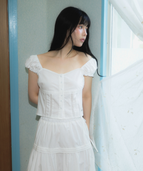ROSEFRANTZ（ロゼフランツ）の「Lace Shirring Crop Blouse [Ivory]（シャツ/ブラウス・レディース・アイボリー・SMALL/MEDIUM）」の7枚目の写真