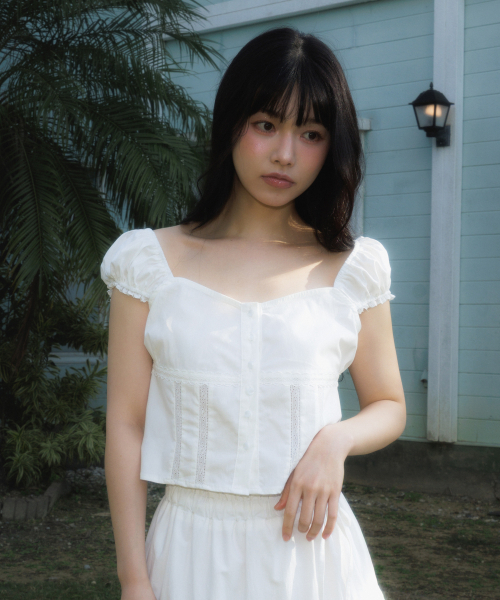 ROSEFRANTZ（ロゼフランツ）の「Lace Shirring Crop Blouse [Ivory]（シャツ/ブラウス・レディース・アイボリー・SMALL/MEDIUM）」の10枚目の写真