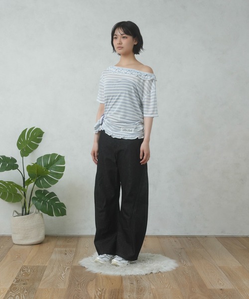 FCMM(エフシーエムエム)の「FRILL BORDER TEE/フリルボーダーTEE(Tシャツ/カットソー・レディース・ライトブルー/ネイビー/ピンク・SMALL/MEDIUM)」の10枚目の写真