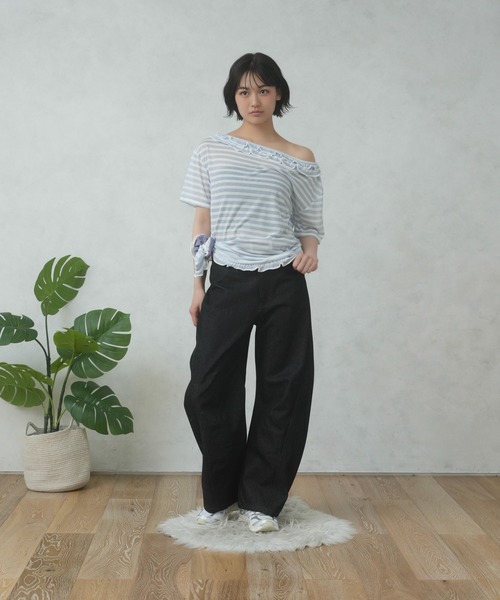 FCMM(エフシーエムエム)の「FRILL BORDER TEE/フリルボーダーTEE(Tシャツ/カットソー・レディース・ライトブルー/ネイビー/ピンク・SMALL/MEDIUM)」の11枚目の写真
