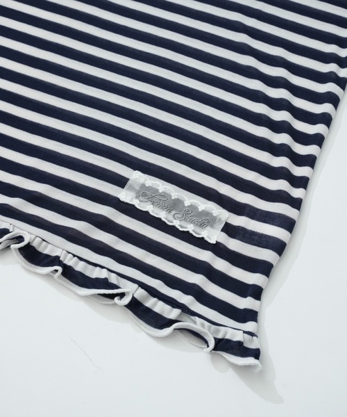 FCMM(エフシーエムエム)の「FRILL BORDER TEE/フリルボーダーTEE(Tシャツ/カットソー・レディース・ライトブルー/ネイビー/ピンク・SMALL/MEDIUM)」の16枚目の写真