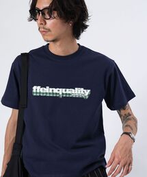 【FFEIN(フェイン)】立体チェックプリントロゴショート丈Tシャツ/ クルーネック 半袖 刺繍 【短丈】