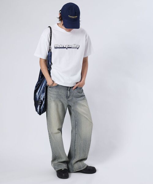 FFEIN(フェイン)の「【FFEIN(フェイン)】立体チェックプリントロゴショート丈Tシャツ/ クルーネック 半袖 刺繍 【短丈】(Tシャツ/カットソー・メンズ・ライトブルー/ホワイト/ブラック/その他1/ネイビー・MEDIUM/SMALL/LARGE)」の10枚目の写真