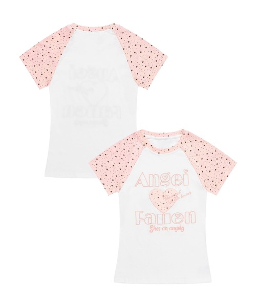 HOOK(フック)の「HOOK for girls パッチ刺繍 ハートロゴ 星柄切替 ラグランTシャツ レディース Y2K ガーリー 半袖 カットソー (SS)(Tシャツ/カットソー・レディース・ピンク/ブルー・FREE)」の11枚目の写真