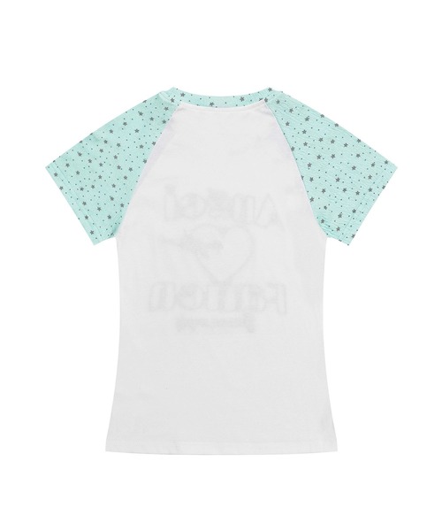HOOK(フック)の「HOOK for girls パッチ刺繍 ハートロゴ 星柄切替 ラグランTシャツ レディース Y2K ガーリー 半袖 カットソー (SS)(Tシャツ/カットソー・レディース・ピンク/ブルー・FREE)」の13枚目の写真