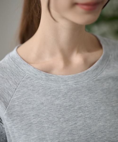 DAYRA(デイラ)の「レース 袖 半袖 ギャザー トップス(Tシャツ/カットソー・レディース・グレー/ホワイト/ブラック・FREE)」の7枚目の写真