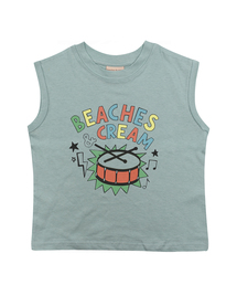 ドラム 袖なしTシャツ - グレイッシュミント