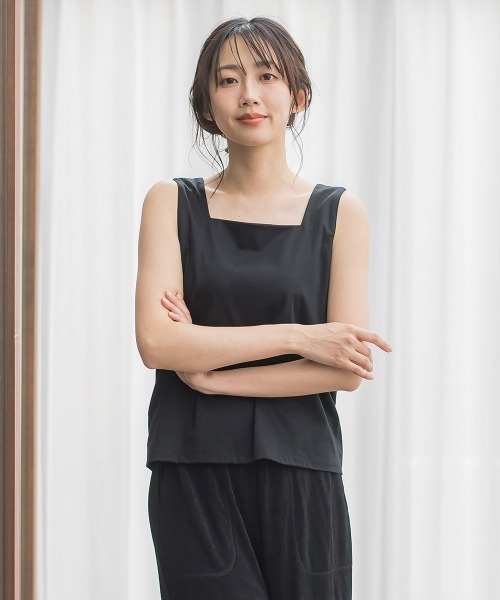 Droite lautreamont(ドロワットロートレアモン)の「2WAYタンク(キャミソール・レディース・ブラック/オフホワイト・M)」の1枚目の写真