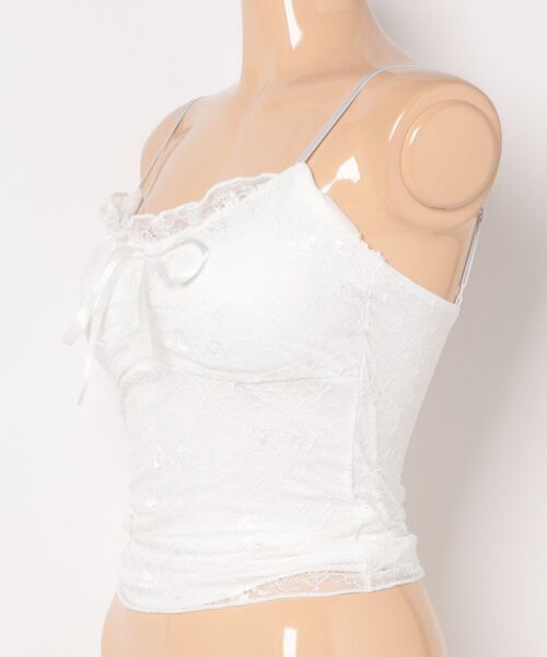 Lace Ladies（レースレディース）の「総レース リボン Vネック カップ付き キャミソール（キャミソール・レディース・アイボリー/ホワイト/ブラック・FREE）」の6枚目の写真