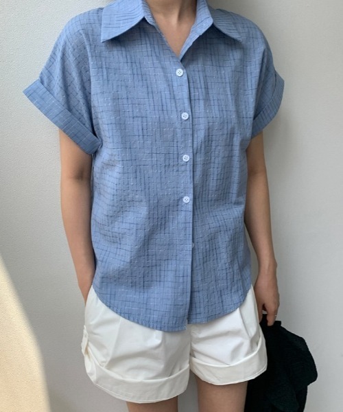 Vipoa(ヴィポア)の「Roll up check shirt(シャツ/ブラウス・レディース・ブルー/アイボリー/ピンク/ホワイト・FREE)」の20枚目の写真